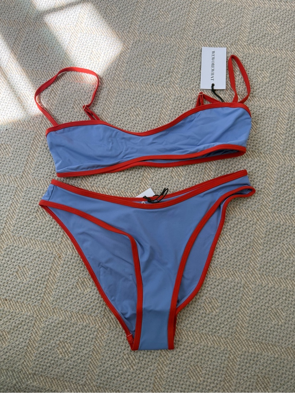 WeWoreWhat Blue & Red Trim Bikini Set